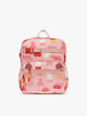 Front view of CALPAK Kids Medium Backpack with Miffy and pink colorful animal pattern on a white background; CKBM2501-MIFFY-PINK-ZOO-TRIP