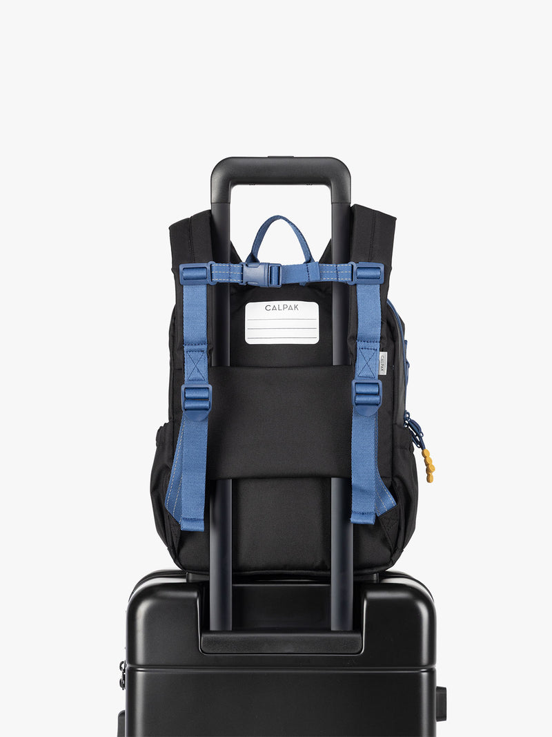 CALPAK Kids Small Backpack in Black for ages 3-5 with back luggage trolley sleeve