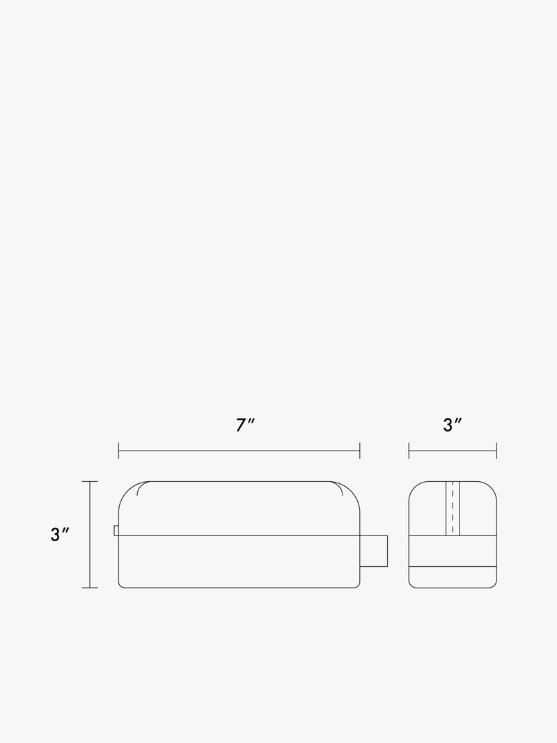 CALPAK Kids Collection Kids Pencil Case line drawing of size being 3x7x7