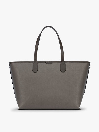 CALPAK Colette 15 Canvas Laptop Tote in brown canvas material ; CLCT2601-MUSHROOM view 1