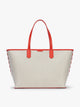 CALPAK Colette 15" Canvas Laptop Tote in beige canvas material  with red finishing in Natural Tomato; CLCT2601-NATURAL-TOMATO