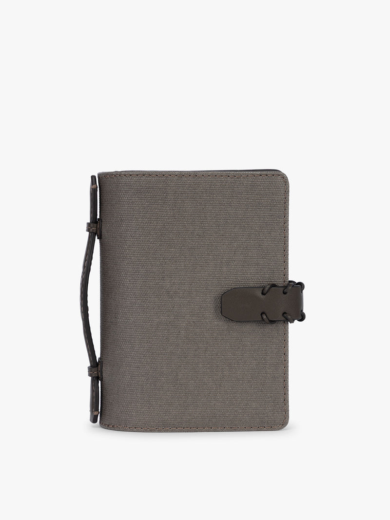 CALPAK Colette Multi Passport Wallet in brown Mushroom canvas material