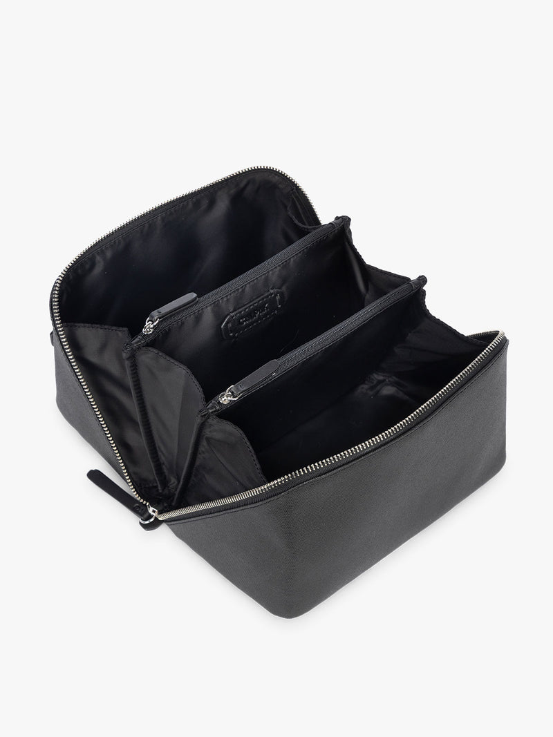 Colette Lay-Flat Canvas Toiletry Bag- BLACK