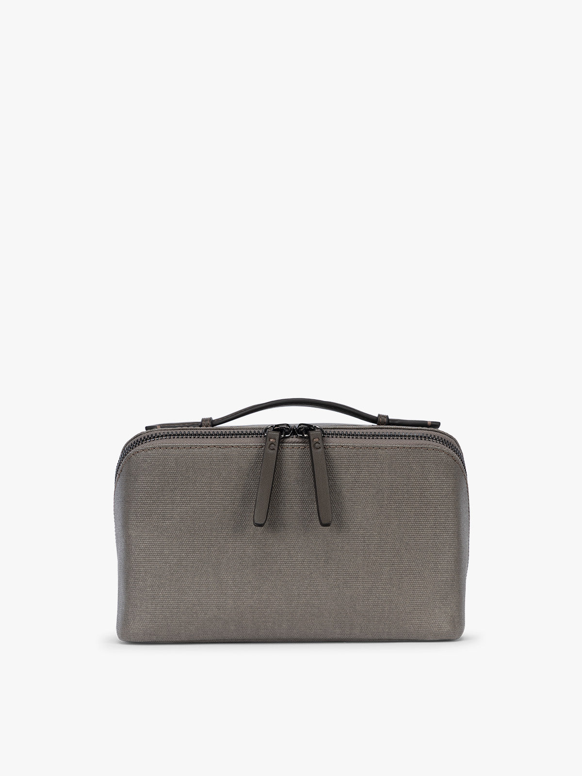 Colette Lay-Flat Canvas Toiletry Bag - White with Navy