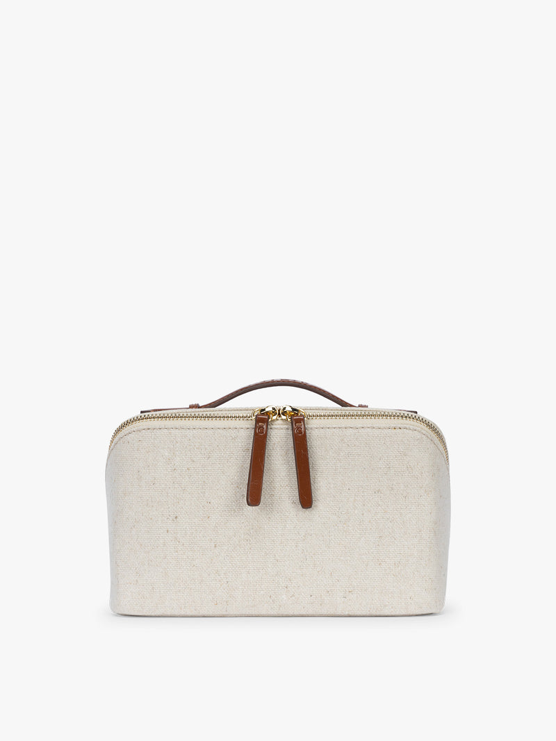 canvas travel toiletry bag Colette Lay-Flat Canvas Toiletry Bag in Natural Brown