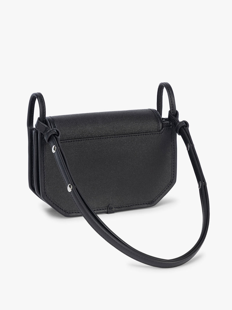Backside of CALPAK Colette Canvas Crossbody Wallet Bag in black canvas material