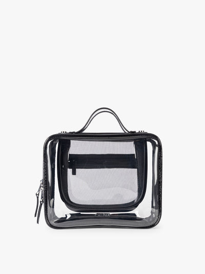 CALPAK Medium Clear Cosmetic Case in Glazed Black on a white background; CMM2201-GLAZED-BLACK view 1