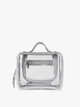 CALPAK Medium Clear Cosmetic Case in Silver on a white background; CMM2201-SILVER