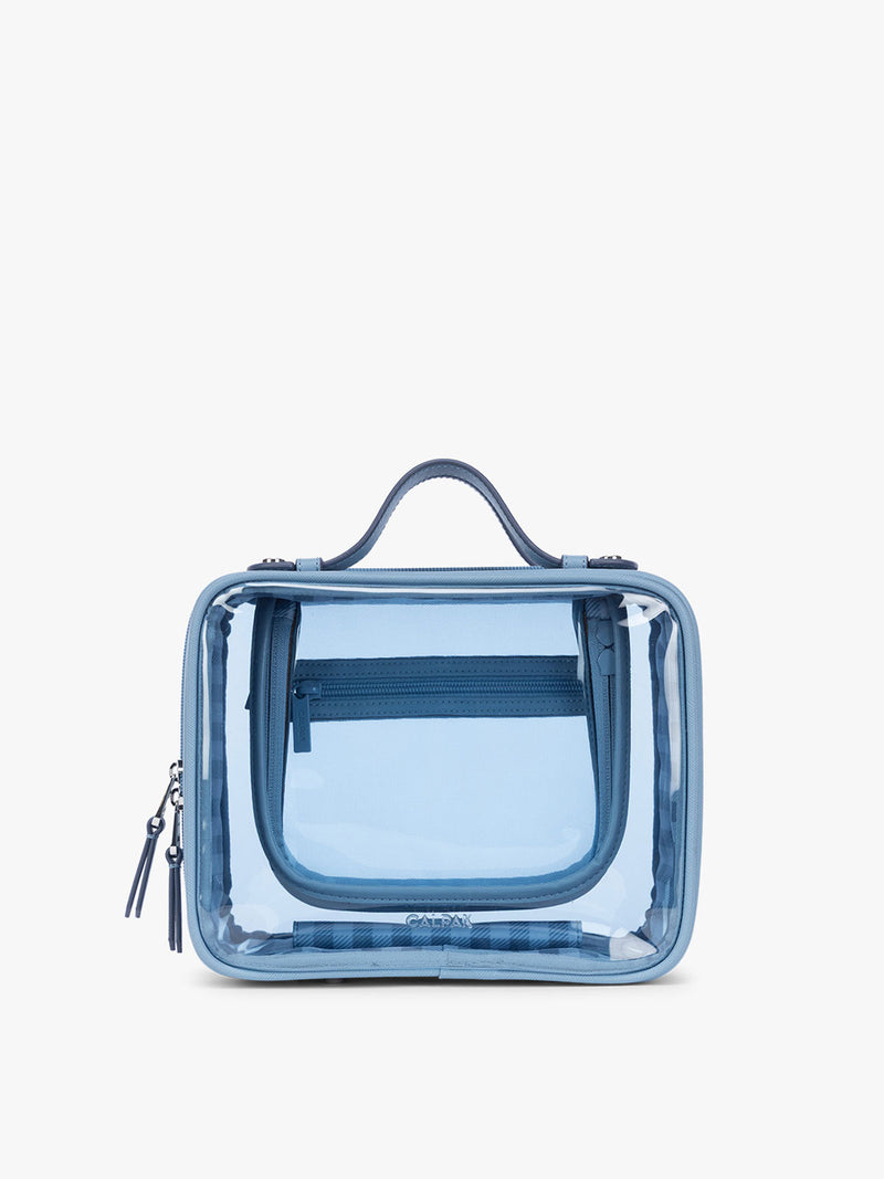 CALPAK Clear Cosmetic Case in light blue French Blue