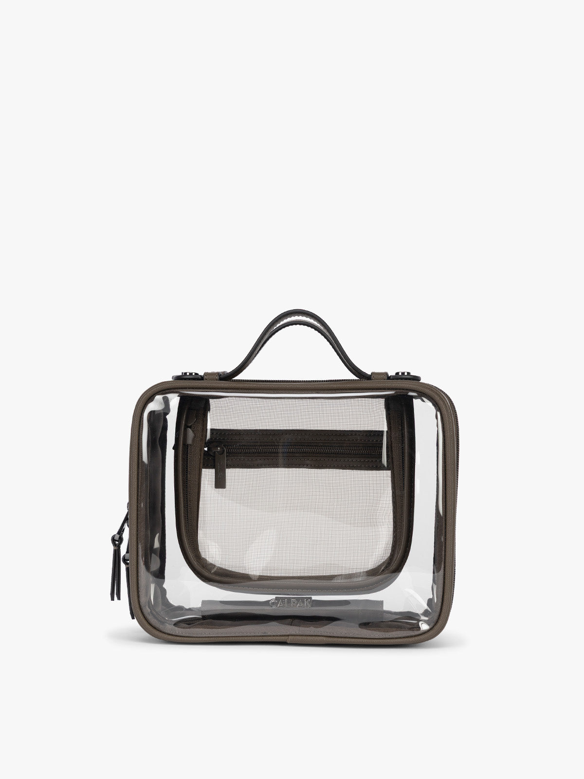 CALPAK Medium Clear Cosmetic Case in brown; CMM2201-MUSHROOM