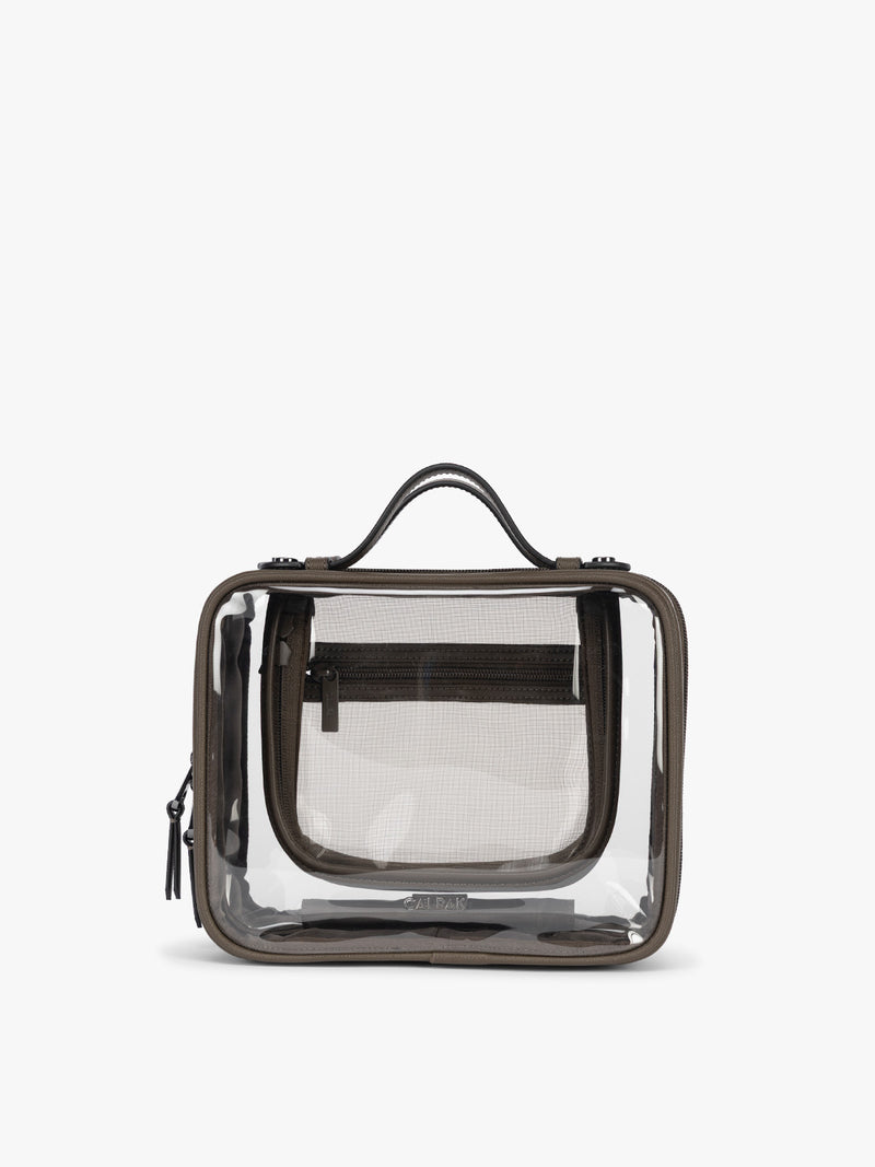 CALPAK Medium Clear Cosmetic Case in brown