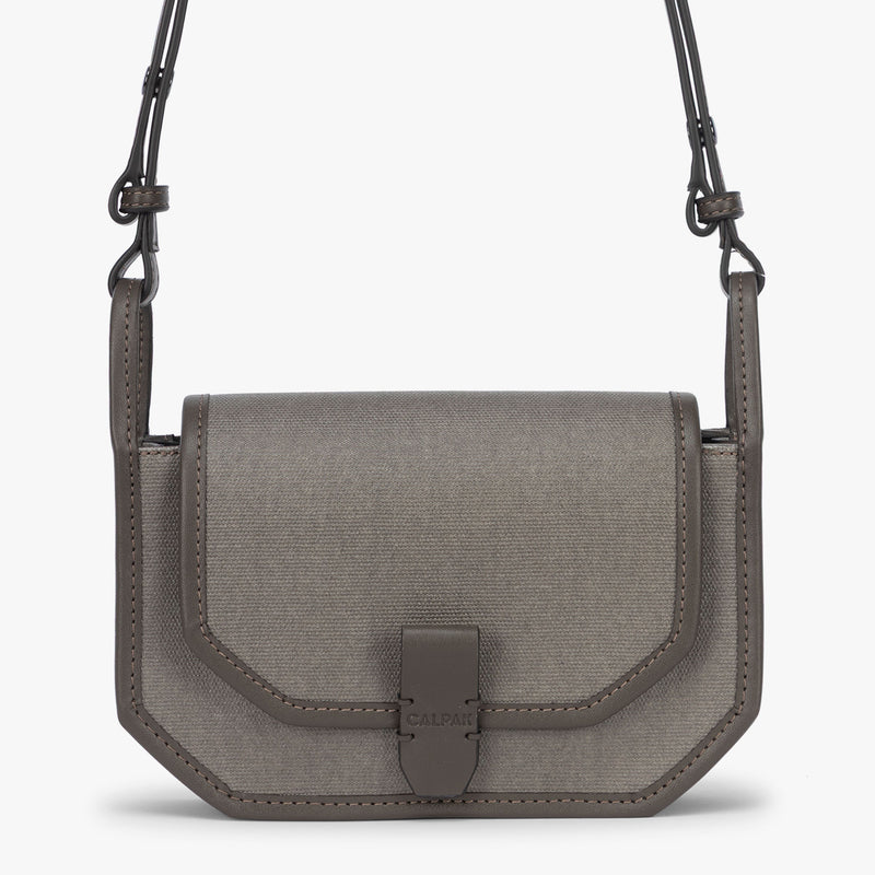 CALPAK Colette Canvas Crossbody Wallet in Mushroom front