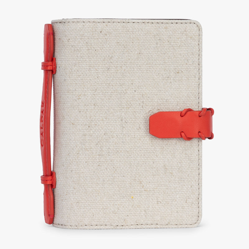 CALPAK Colette Multi Passport Canvas Wallet in Natural Tomato front