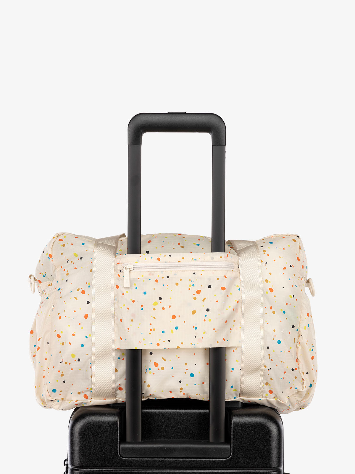 CALPAK Compakt nylon duffle bag with trolley sleeve in beige speckle