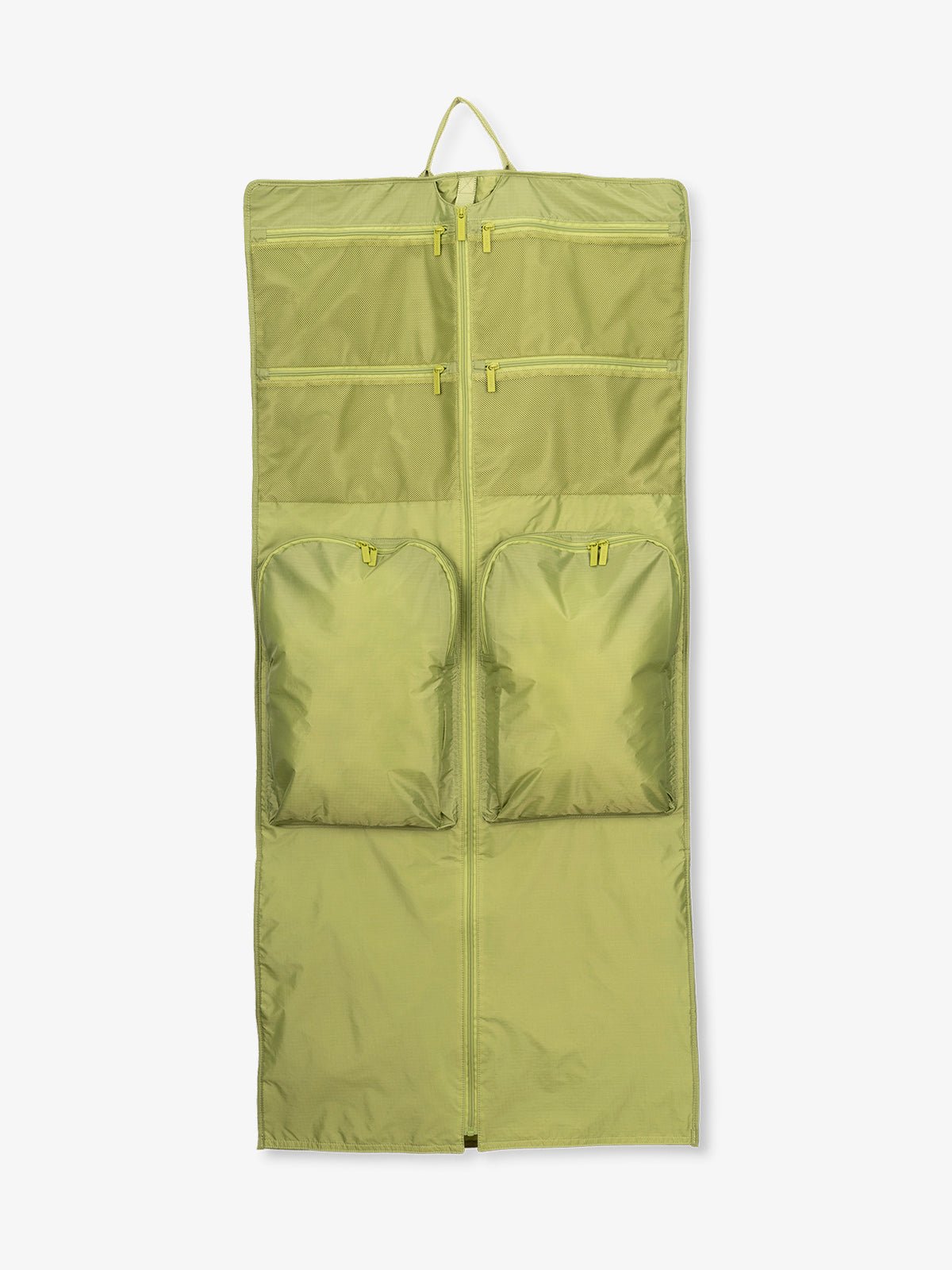 CALPAK Compakt large travel garment bag with water resistant ripstop nylon fabric and multiple pockets in green