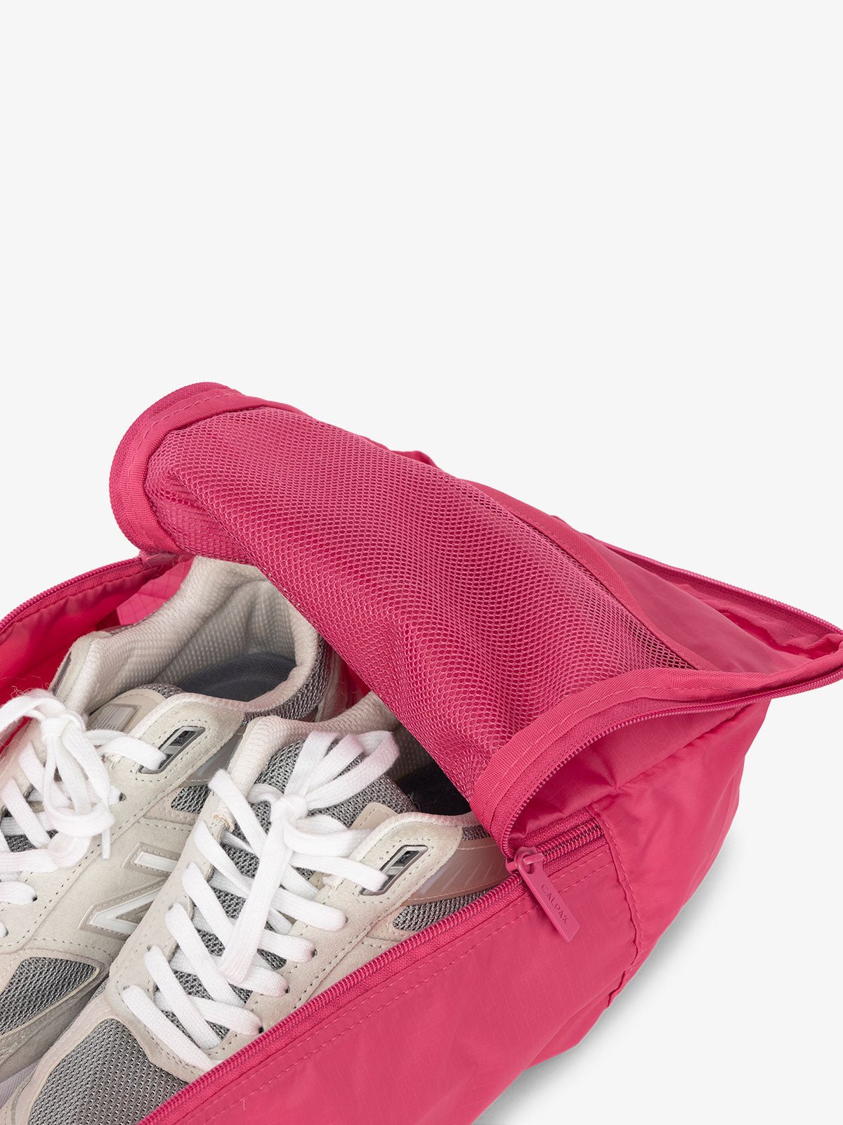 CALPAK Compakt zippered shoe travel bag with mesh pocket in pink