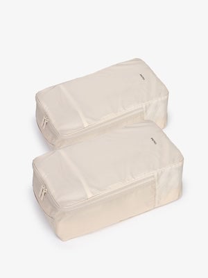 CALPAK Compakt shoe bag set in beige; KSB2001-OATMEAL