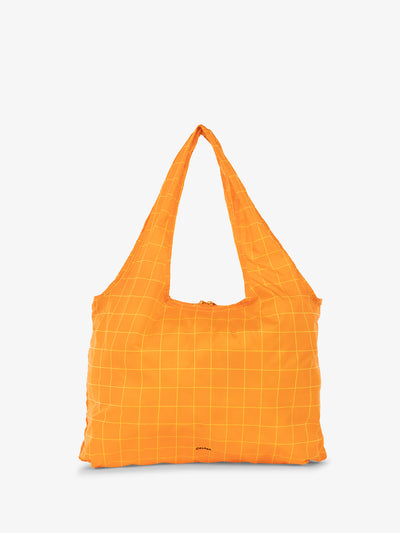 CALPAK Compakt tote bag in orange grid; KTB2001-ORANGE-GRID