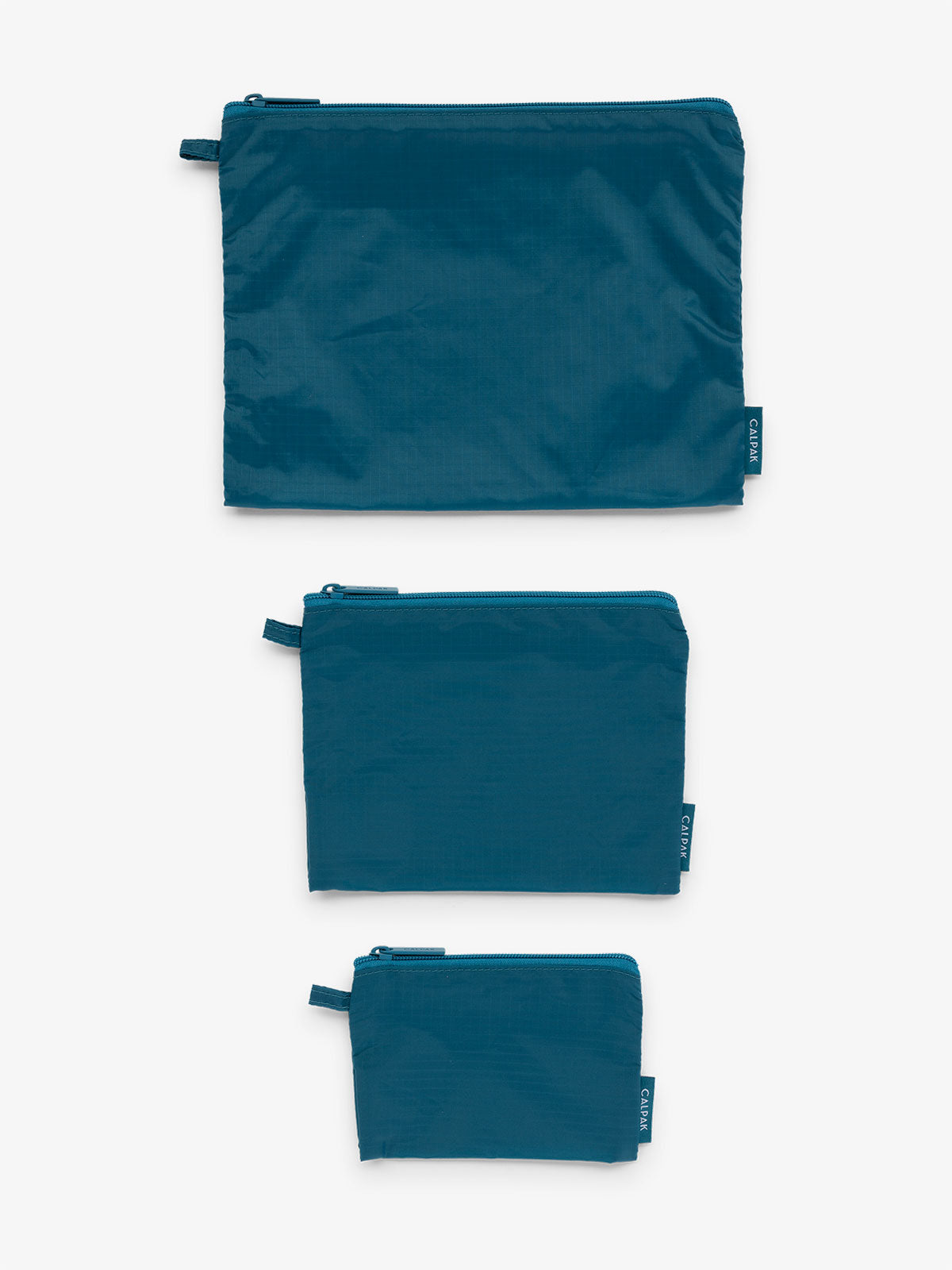 CALPAK Compakt water resistant zippered pouch set for organization in blue; KZB2001-LAGOON