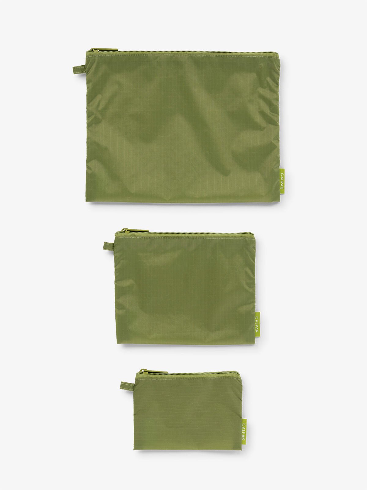 CALPAK Compakt water resistant zippered pouch set for organization in green