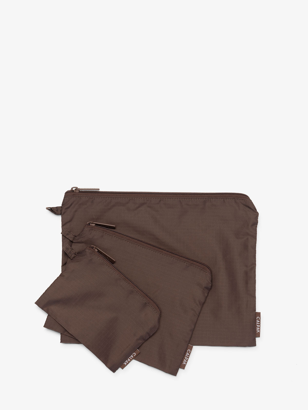 CALPAK Compakt zippered pouches in walnut; KZB2001-WALNUT