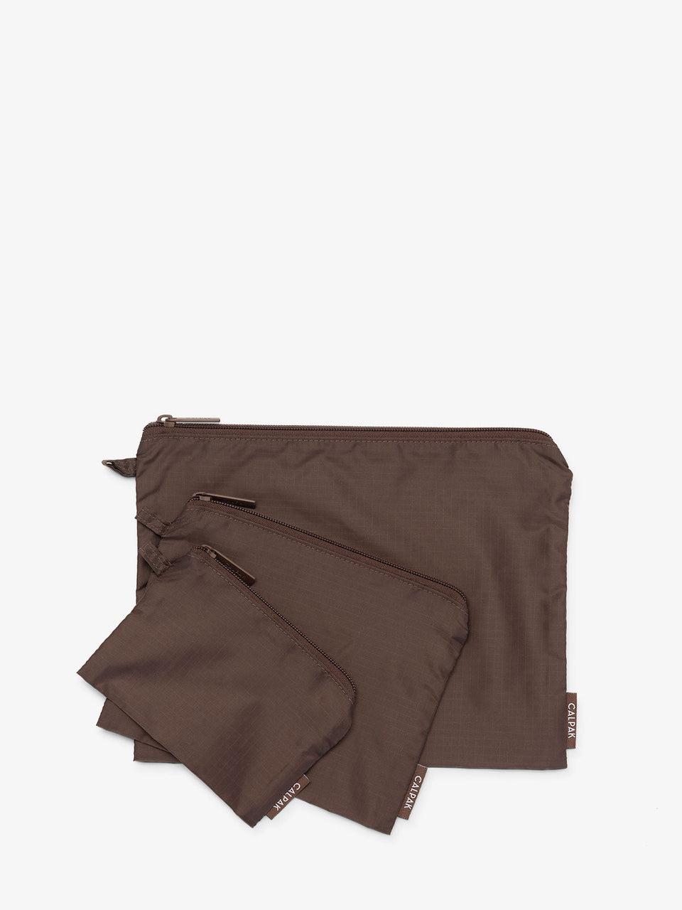 CALPAK Compakt zippered pouches in walnut; KZB2001-WALNUT