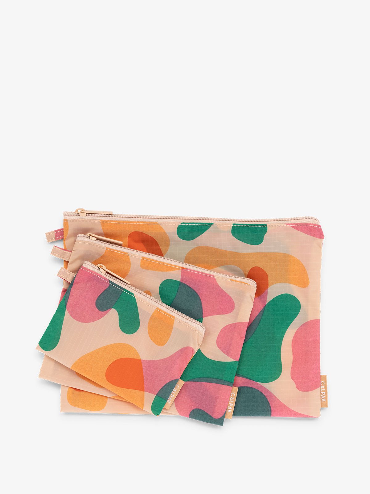 CALPAK Compakt zippered pouches in modern abstract