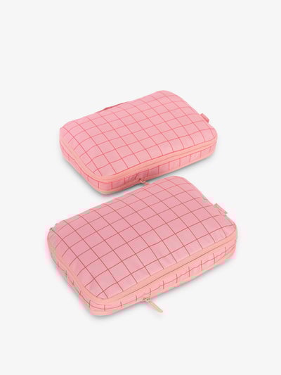 CALPAK compression packing cubes in pink grid; PCC2201-PINK-GRID