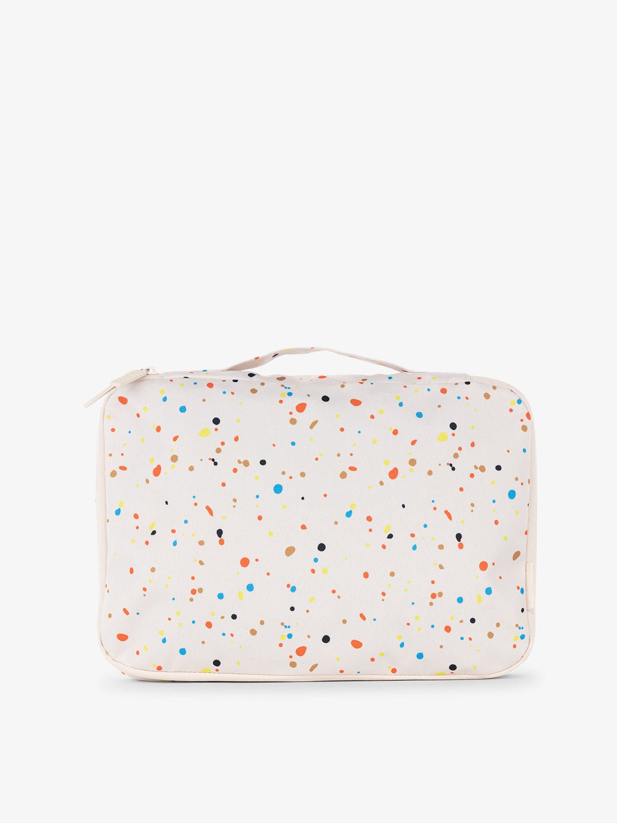 CALPAK packing cubes with top handle in beige speckle print
