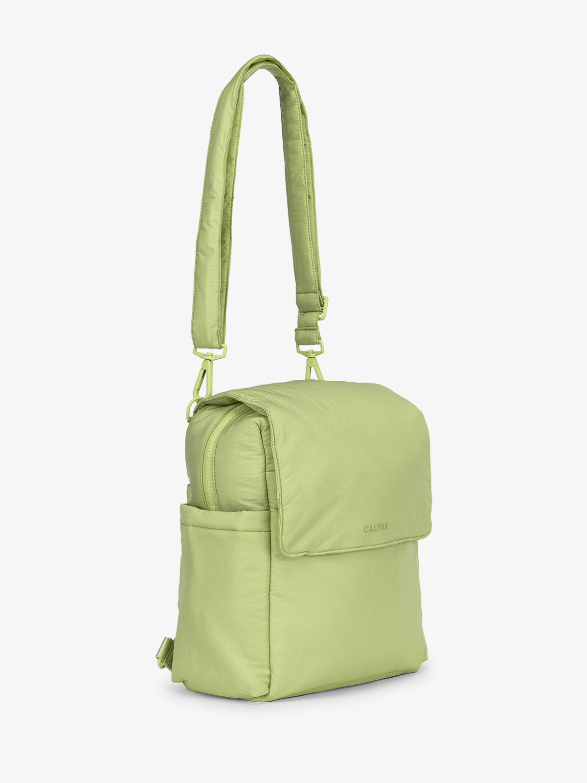CALPAK Convertible Mini Diaper Backpack with adjustable straps and magnetic closure in green; BPC2401-LIME, BBPC2401-LIME