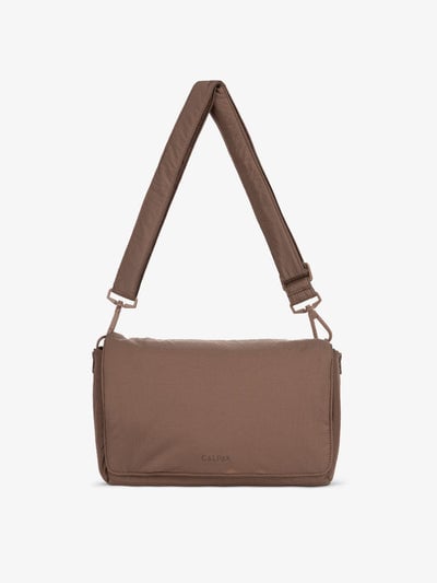 CALPAK Convertible Stroller Caddy Crossbody made with Oeko-Tex certified, recycled, and water-resistant material in hazelnut; SCB2401-HAZELNUT
