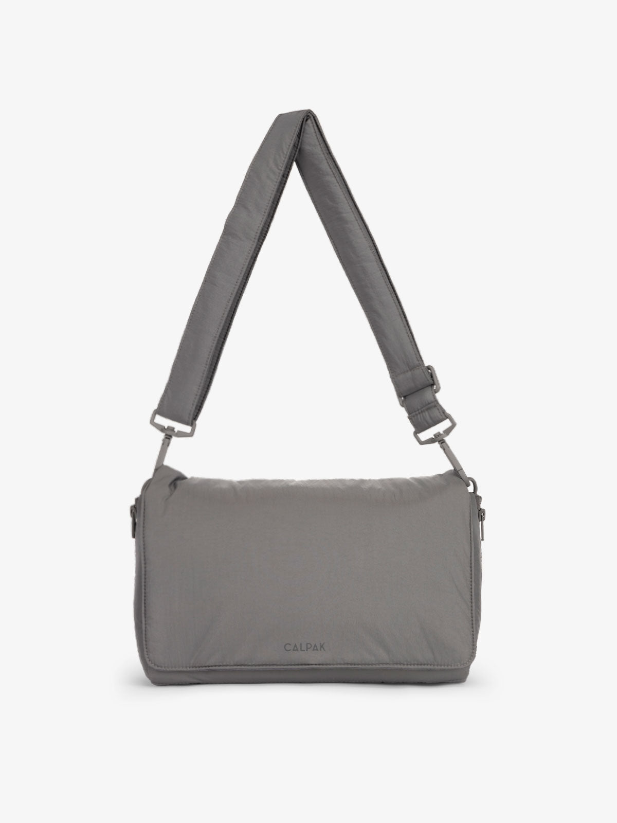 CALPAK Convertible Stroller Caddy Crossbody made with Oeko-Tex certified, recycled, and water-resistant material in slate; SCB2401-SLATE