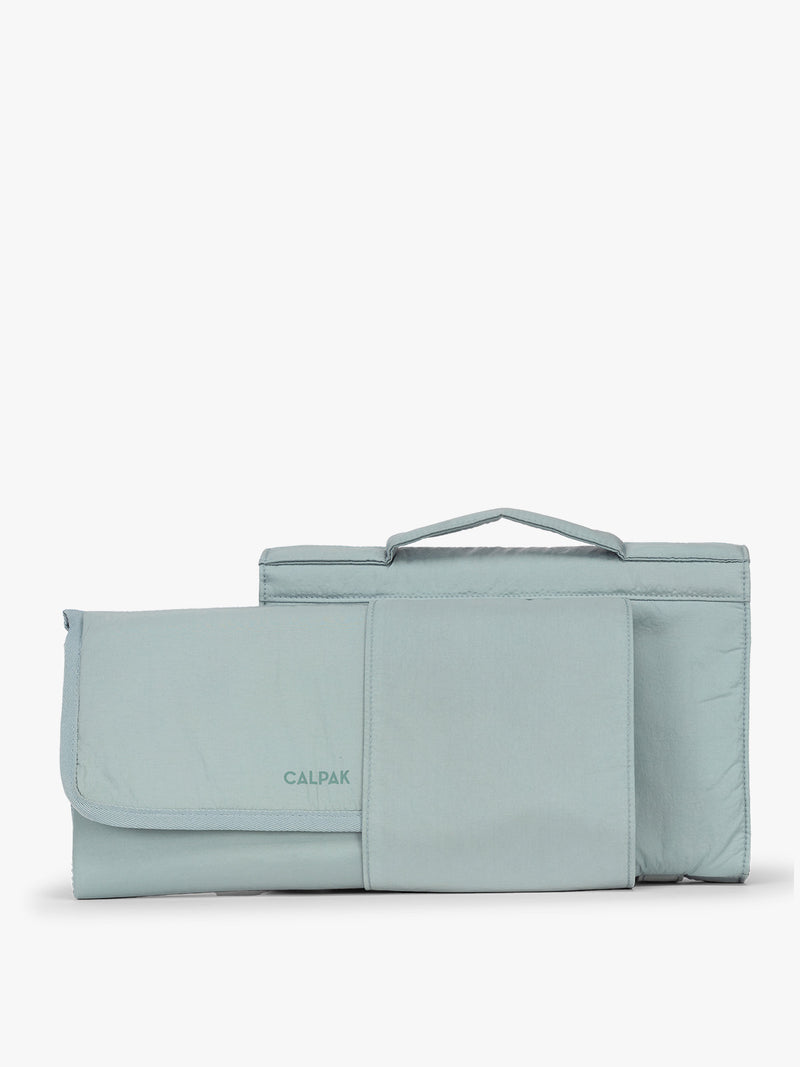 CALPAK Diaper Changing Pad Organizer in light blue Bluebell opened front slip