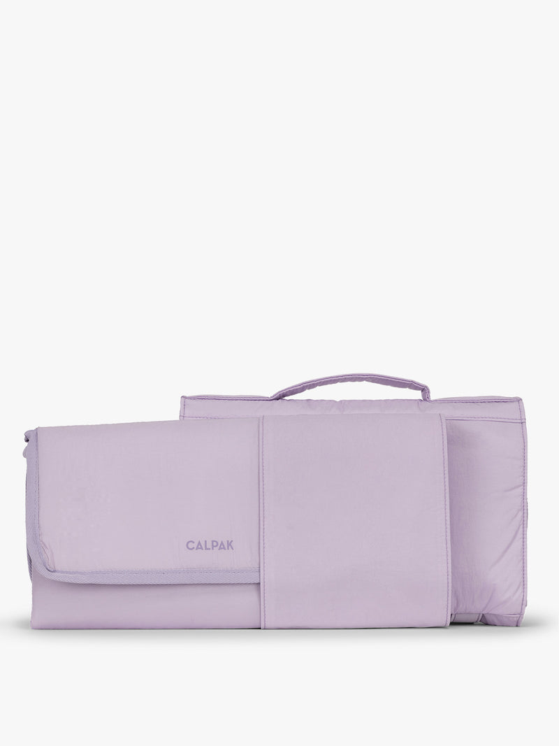 CALPAK Diaper Changing Pad Organizer in lavender purple Orchid front slip