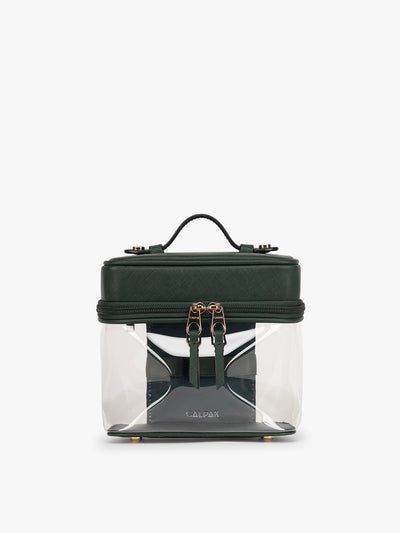 CALPAK Clear Train Case in dark green Emerald; CTC2401-EMERALD view 1