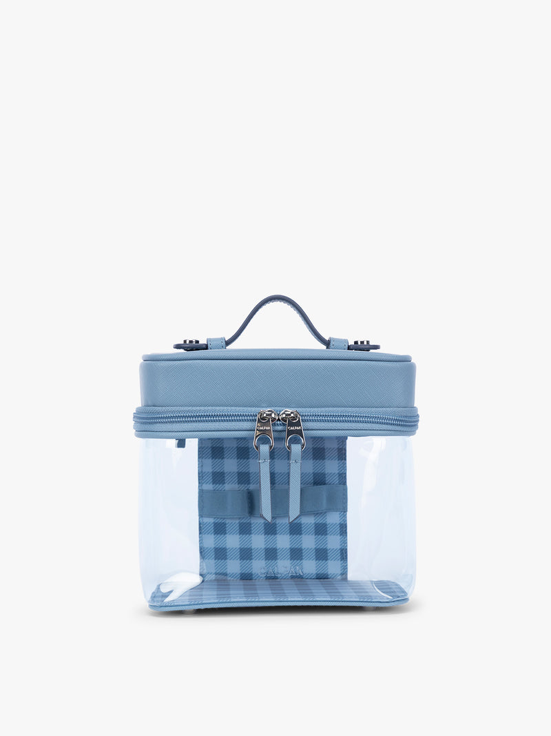 CALPAK Clear Cosmetic Case in light blue French Blue