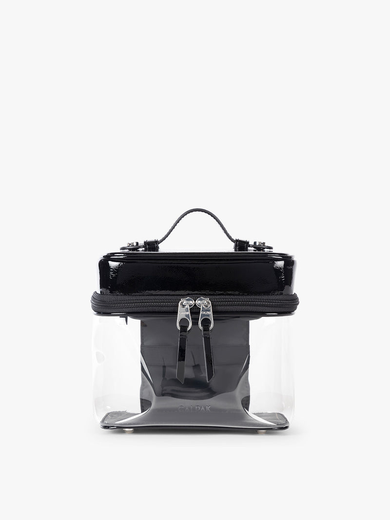 CALPAK Clear Train Case in Glazed Black