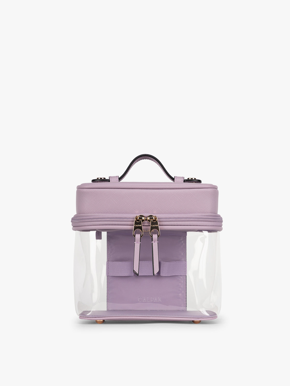 Clear Train Case with Top Compartment in Lavender | CALPAK