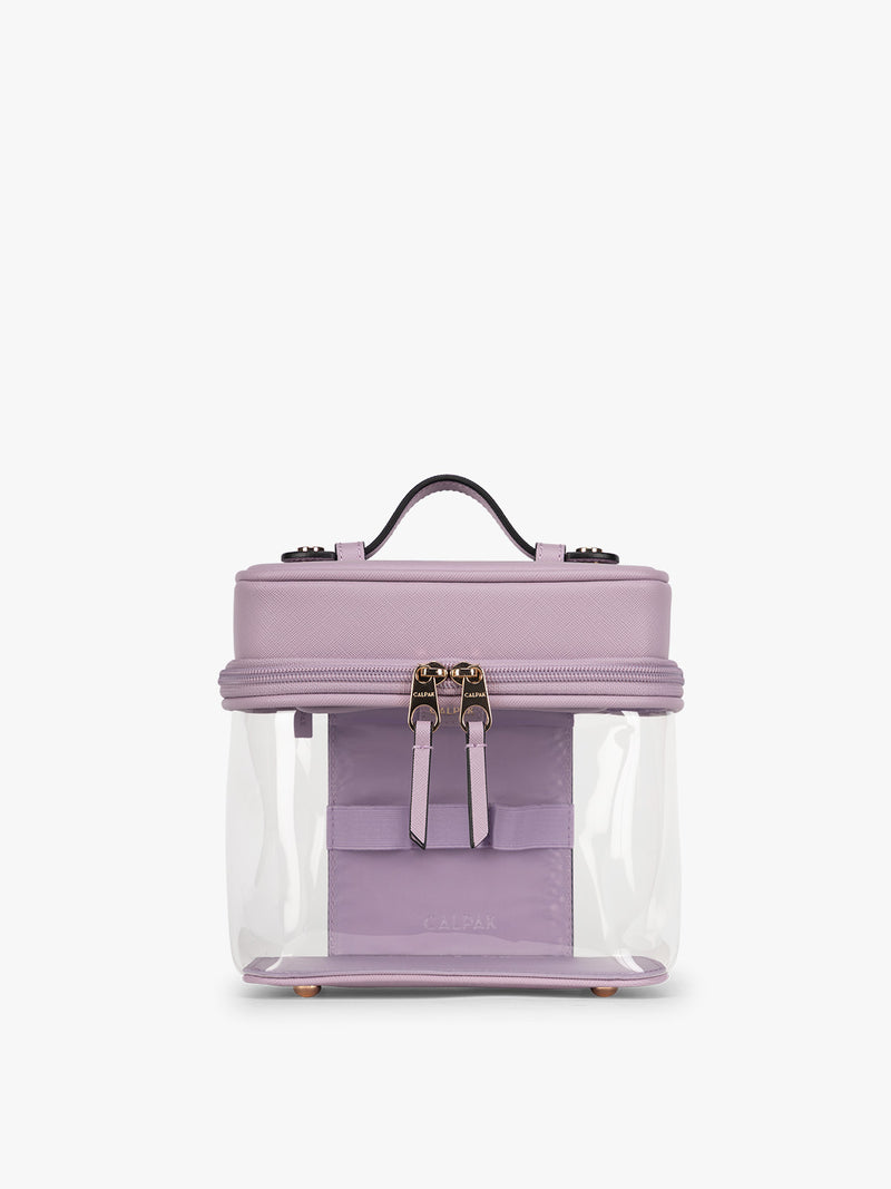 CALPAK Clear Train Case in purple lavender