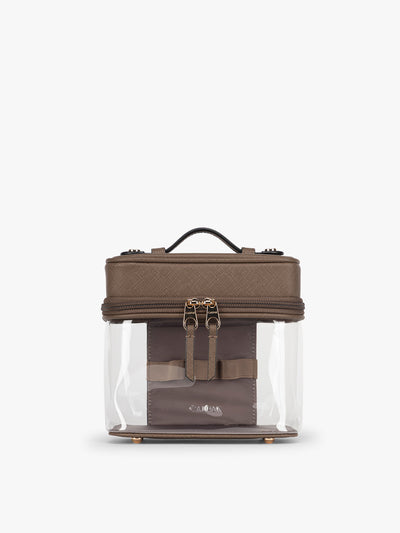 CALPAK Clear Train Case in brown Mocha; CTC2401-MOCHA view 1