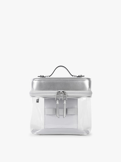 CALPAK Clear Train Case in Silver; CTC2401-SILVER view 1