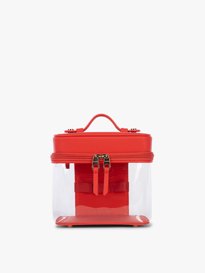 CALPAK Clear Train Case in red Tomato; CTC2401-TOMATO view 1