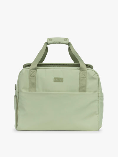 CALPAK Laptop Duffel in light green Meadow front view with white background; DCN2401-MEADOW view 1