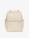 CALPAK diaper backpack with laptop sleeve featuring two insulated bottle pockets, transport handle, adjustable straps, and magnetic closure in oatmeal; BPB2401-OATMEAL, BBPB2401-OATMEAL