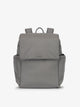 CALPAK diaper backpack with laptop sleeve featuring two insulated bottle pockets, transport handle, adjustable straps, and magnetic closure in slate; BPB2401-SLATE, BBPB2401-SLATE