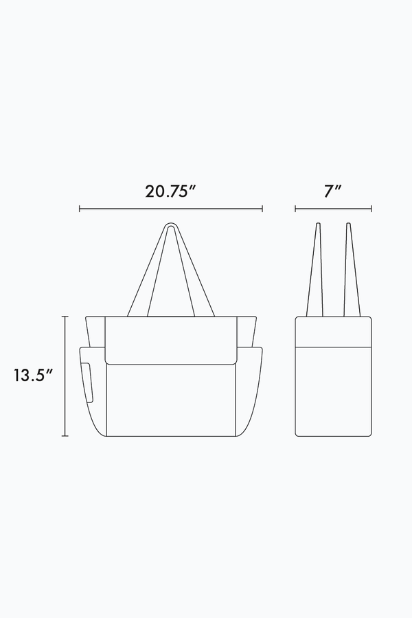 CALPAK Diaper Tote Bag with Laptop Sleeve dimensions;