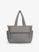 CALPAK Diaper Tote Bag with Laptop Sleeve made with durable, recycled, water-resistant material and a magnetic front pocket closure in slate; TBB2401-SLATE