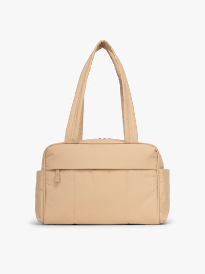 CALPAK Luka Mini Duffel in beige Latte on a white background; DLM2501-LATTE view 1