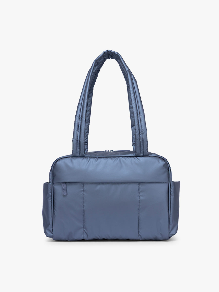 ★ハンドメイド★ ミニチュア ショルダーバッグ スカイブルー アウトフィット Luka Mini Duffel in Metallic Indigo | CALPAK