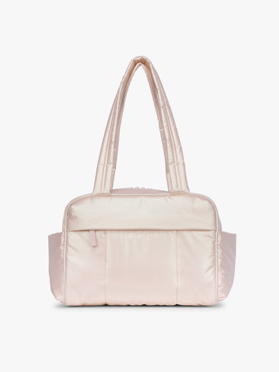 CALPAK Luka Mini Duffel in light pink shiny Pearlescent; DLM2501-PEARLESCENT view 1